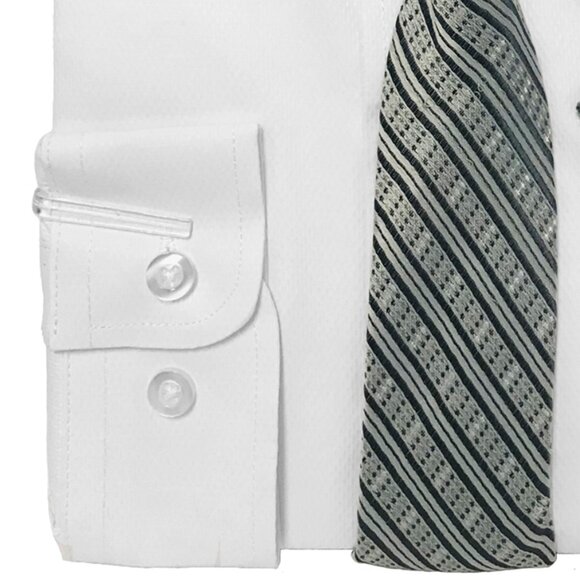 Poshers Exclusive! Boys Perry Ellis Dress Shirt w/ Tie Slim Fit, Mid Gray - Picture 2 of 3